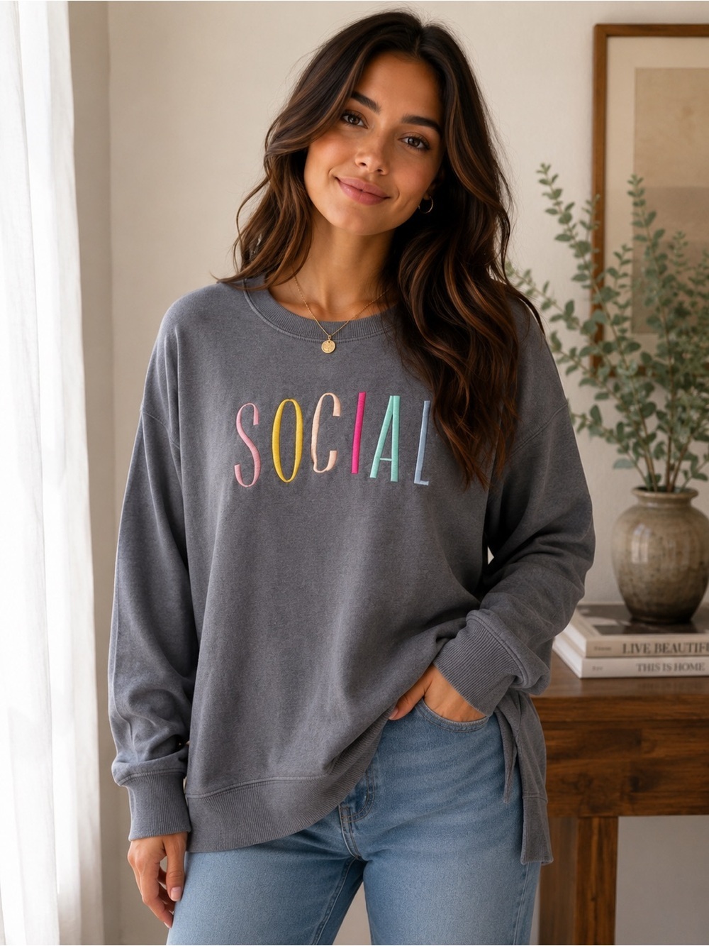 Wildfox Graphic Print Side Slit Oversized Sweatshirt- XXL